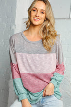 Load image into Gallery viewer, Two Tone Multi Color Block Knit Top
