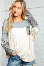 Load image into Gallery viewer, Two Tone Grey Camo Rib Dolman Top
