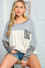 Load image into Gallery viewer, Two Tone Grey Camo Rib Dolman Top
