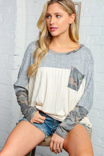 Load image into Gallery viewer, Two Tone Grey Camo Rib Dolman Top
