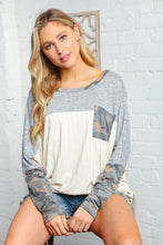 Load image into Gallery viewer, Two Tone Grey Camo Rib Dolman Top
