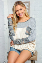 Load image into Gallery viewer, Two Tone Grey Camo Rib Dolman Top
