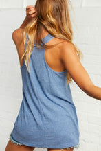 Load image into Gallery viewer, Denim Pin Stripe Out Seam V Neck Tank
