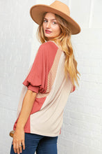 Load image into Gallery viewer, Raglan Color Block Bubble Sleeve Top
