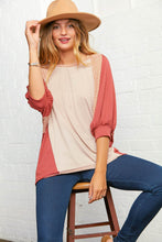 Load image into Gallery viewer, Raglan Color Block Bubble Sleeve Top
