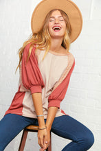 Load image into Gallery viewer, Raglan Color Block Bubble Sleeve Top
