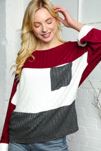 Load image into Gallery viewer, Rib Color Block Front Pocket Knit Top
