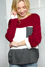 Load image into Gallery viewer, Rib Color Block Front Pocket Knit Top
