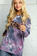 Load image into Gallery viewer, Plum Multicolor Tie Dye Leopard Print Knit Pullover
