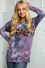 Load image into Gallery viewer, Plum Multicolor Tie Dye Leopard Print Knit Pullover
