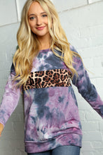 Load image into Gallery viewer, Plum Multicolor Tie Dye Leopard Print Knit Pullover
