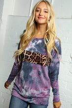 Load image into Gallery viewer, Plum Multicolor Tie Dye Leopard Print Knit Pullover
