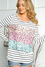 Load image into Gallery viewer, RIB ANIMAL PRINT COLOR BLOCK KNIT TOP
