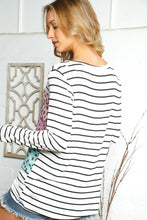 Load image into Gallery viewer, WAFFLE LEOPARD PRINT AND STRIPE RAGLAN TOP
